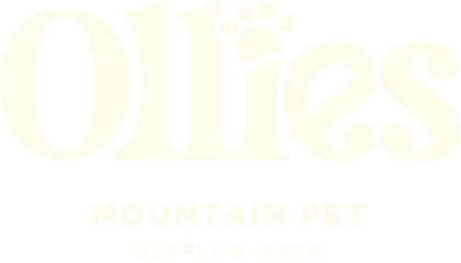 the logo for ollie's mountain pet supply and wash